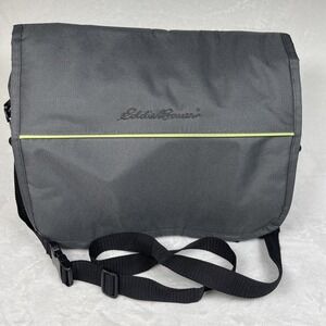 Eddie Bauer Insulated Messenger Lunch Bag Tote Gray 14"x11" Multi-Compartment